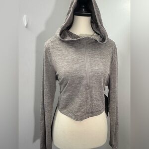 90 Degree Women’ Sport Hooded Jacket Sweater Long Sleeve Beige New 3/4 Zip  M